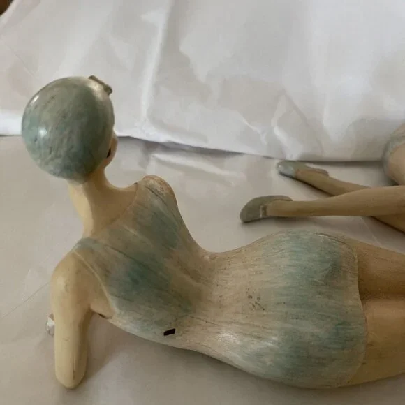 Vintage 20s Flapper Bathing Beauties BLUE SWIM SUIT & CAP LIGHT BLUE Shoes-​ - Picture 6 of 10